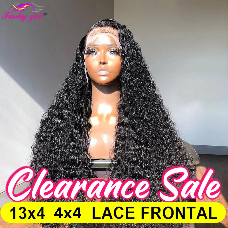 Water Wave Transparent Lace Frontal Wig Curly Brazilian Remy Pre Plucked 4x4 Lace Closure Wig 13x4 Lace Front Wig for Women