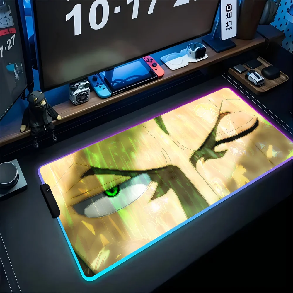 Игровой коврик для мыши с рисунком аниме O-one P-piece Roronoa Zoro размер XXL RGB HD черный