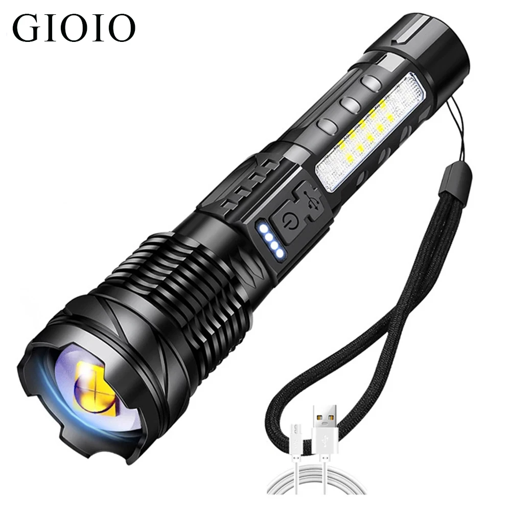 Led Flashlight Built-in Battery High Strong Power Flashlight Tactical Emergency Spotlights Telescopic Jetbeam USB Rechargeable