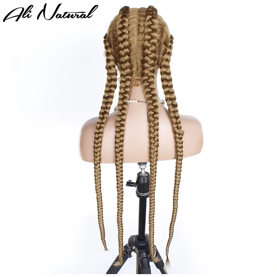 Synthetic Lace Wig Braided Wigs Natural Long 27# Dark Blonde Swiss Lace Wig For Black Women American African Wig Wholesale Cheap