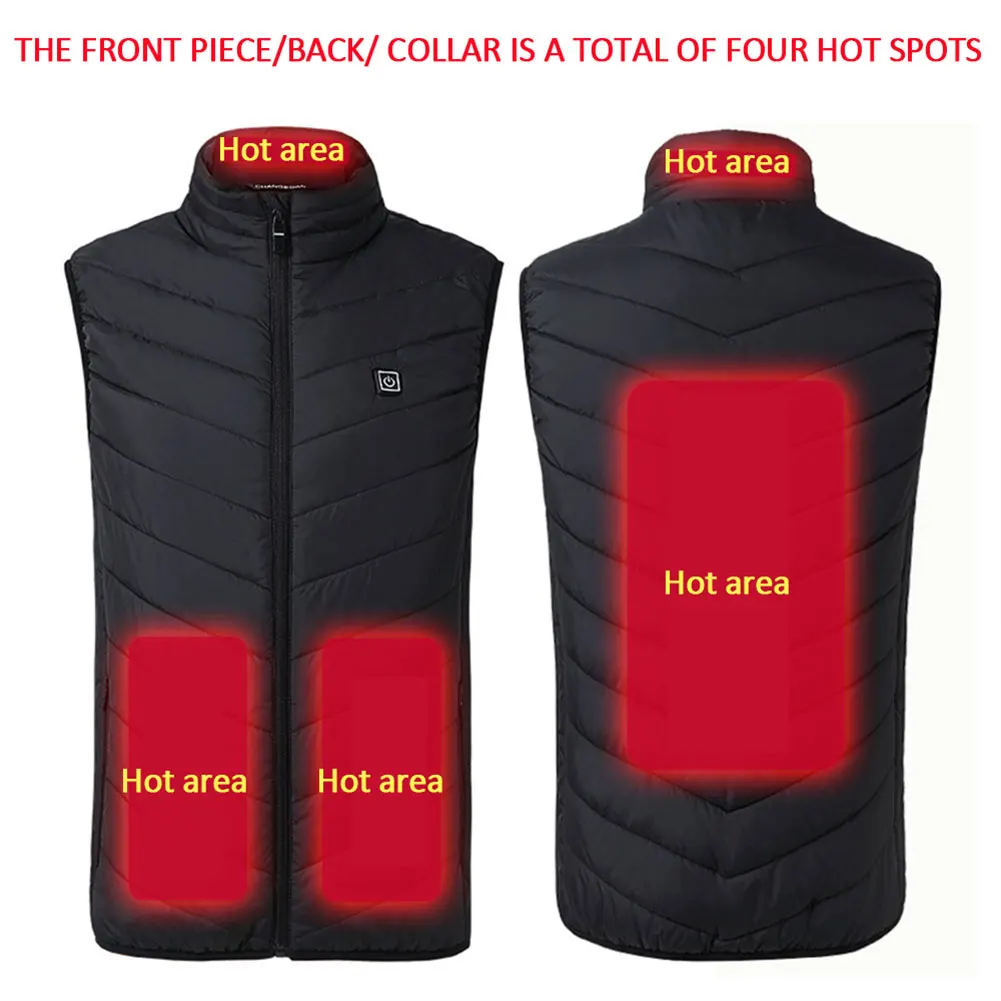 Chaleco calefactor con carga USB para hombre y mujer, chaqueta calefactora con control de tres velocidades, temperatura máxima de 45 °C