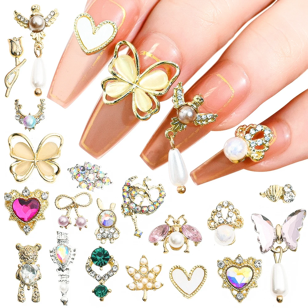 

50pcs/Bag Mixed Metal Nail Art Charms Alloy Jewelry Gems Nail Rhinestones Decoration 3D Random DIY Design Manicure Accessories**