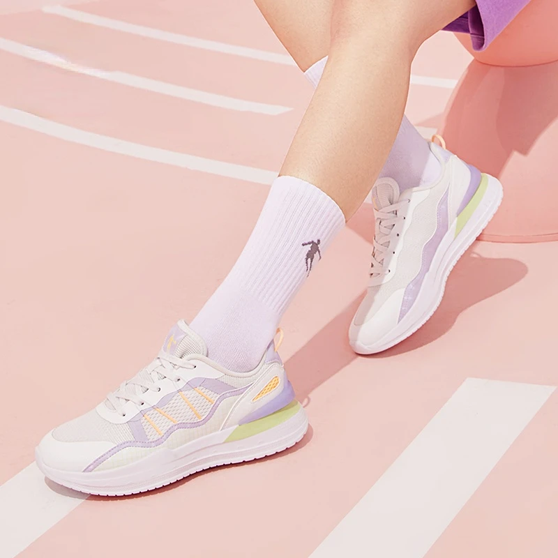 

QIAODAN Casual Shoes for Women 2023 New Fashion Mesh Lace-up Advanced Sports Breathable EVA Comfortable Sneakers XM26220358