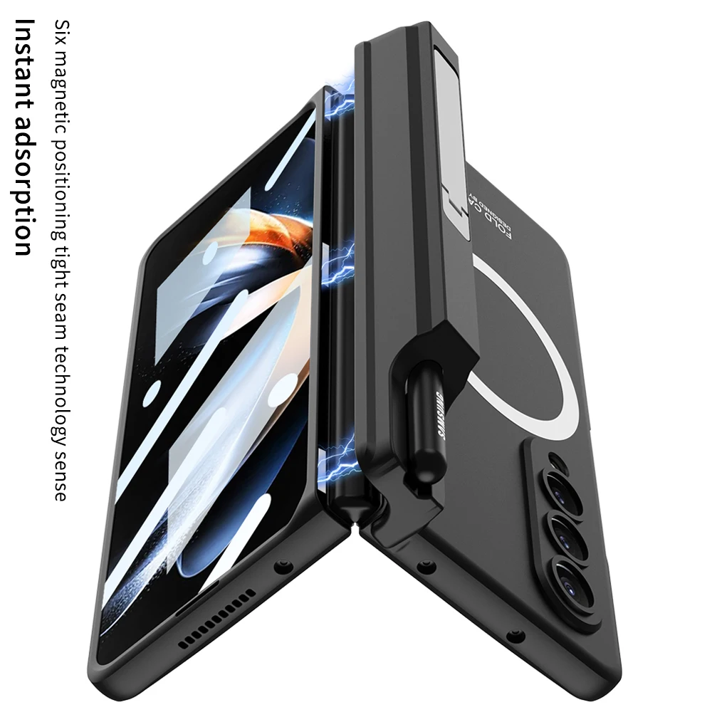 Magsafe Wireless Charging Magnetic Case For Samsung Galaxy Z Fold 4 With Tempered Glass Ultra Thin Shockproof Cover For Fold 4