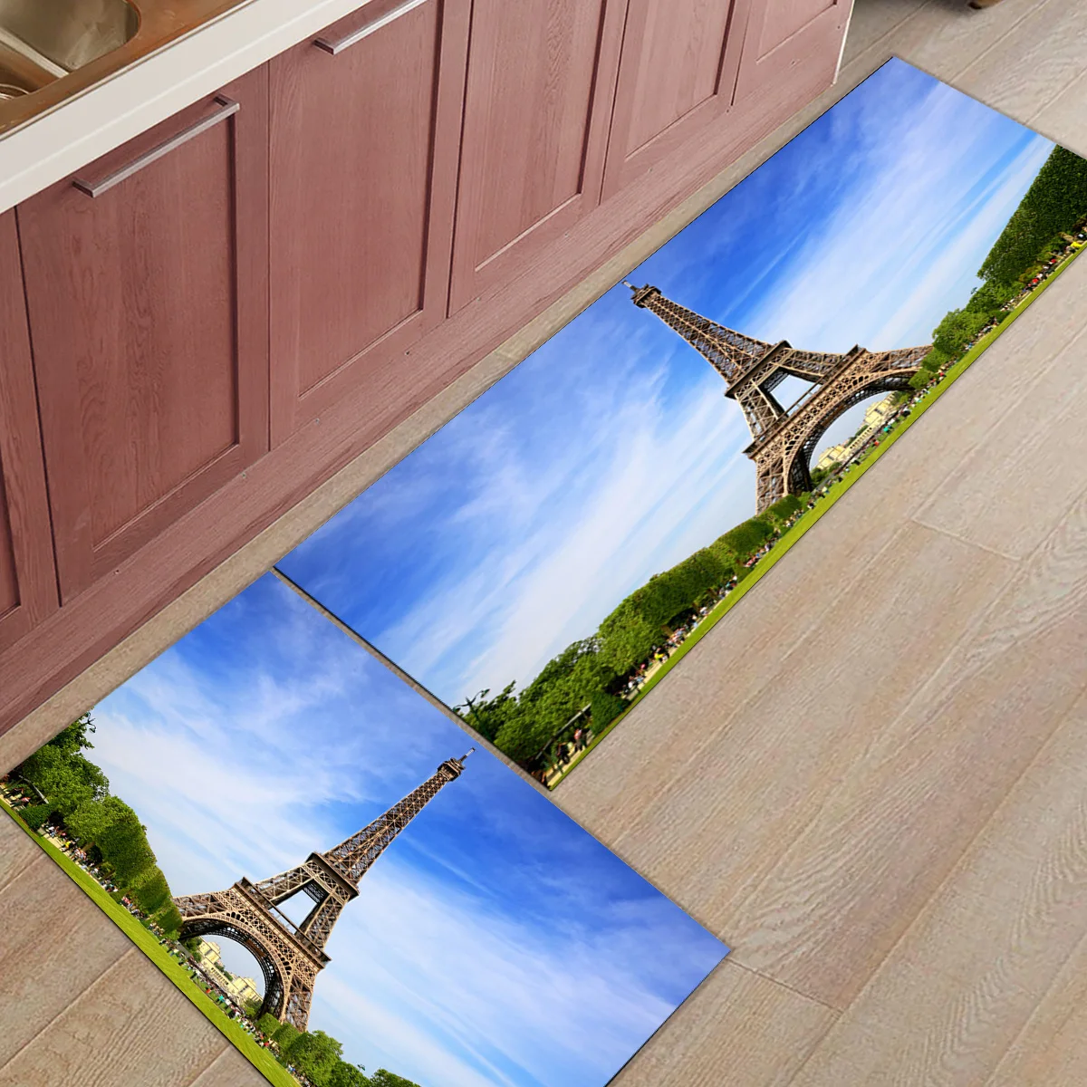 

Eiffel Tower Sky Meadow 2PCS Set Doormat Kitchen Mat Anti-slip Modern Area Rugs Entrance Doormats Bathroom Floor Carpet