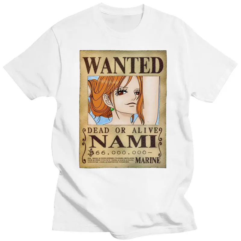 

New One Piece Anime, Nami'S Wanted Poster Tee Sleeve T-Shirt, Black, Navy Size S-3Xl Plus Size Clothing Tee Shirt