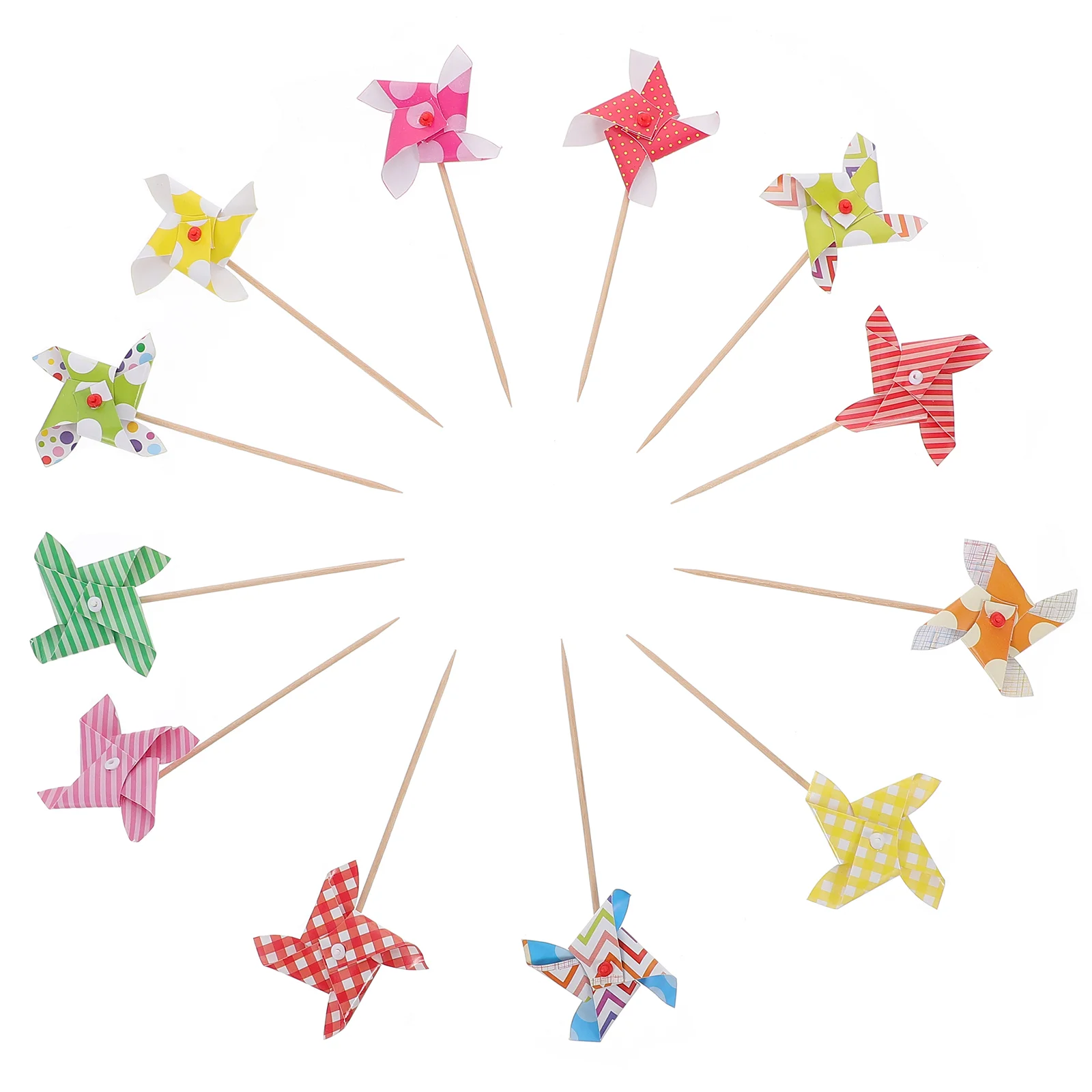 

24 Pcs Cupcake Ornament Paper Windmill Decorating Handmade Decorations Topper Baby Shower Rotatable Pinwheel Plugin