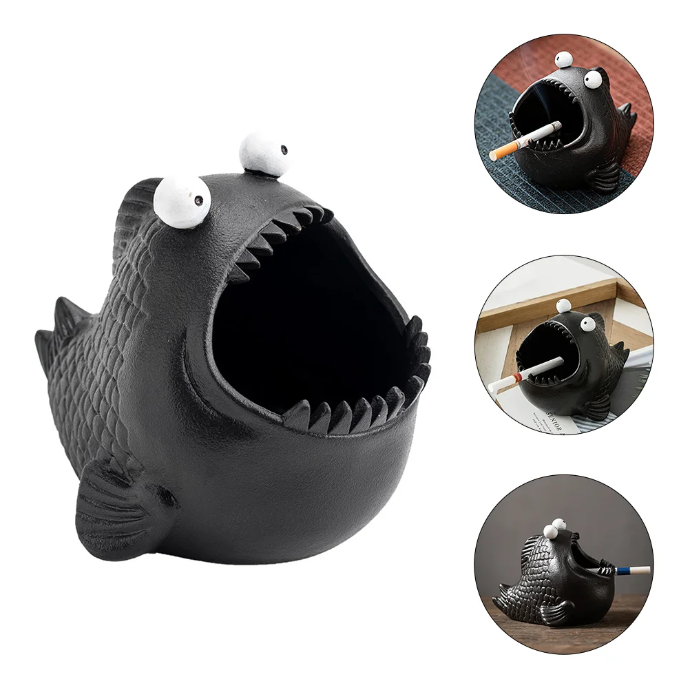 

1PC Cartoon Piranha Ashtray Ceramic Cigarette Ash Container Desktop Decoration