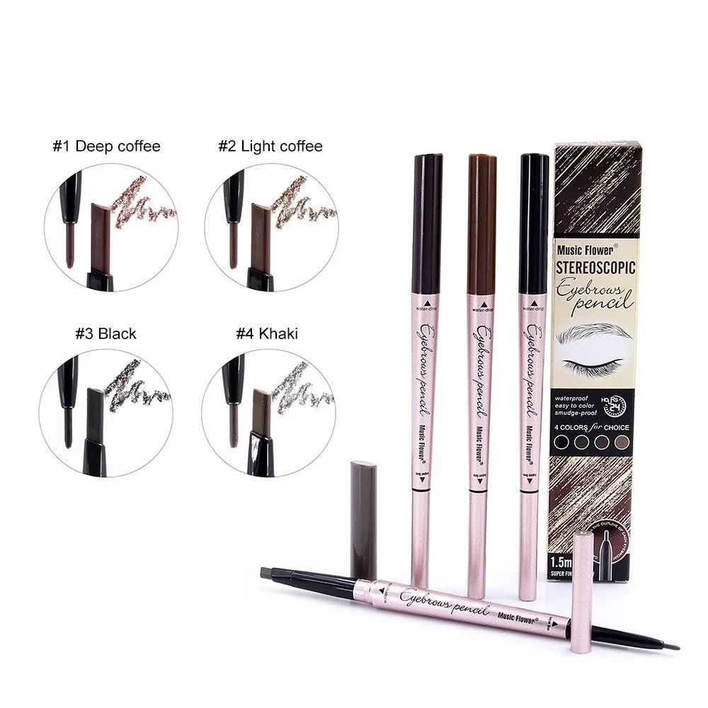 

Music Flower Eye Makeup 4 Color Double Head Eyebrow Pencil Brows Natural Tone Silky Cosmetics