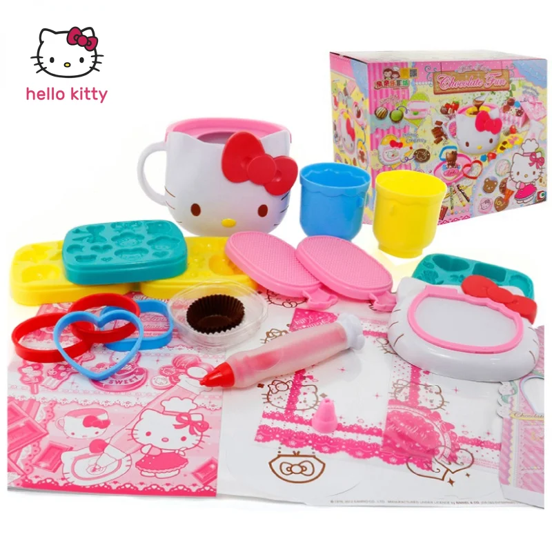 

Cartoon Hello Kitty Chocolate Party Maker Children Girl Simulation Kitchen Play House Toys Girls Anime Peripheral Toys
