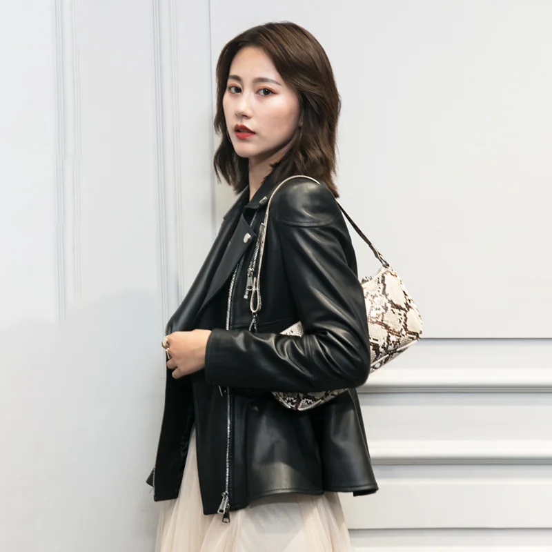 

2023Leather jacket,Genuine Leather Jacket Women New Korean Fashion Women's Sheepskin Coat Short Ladies Leather Jacket Jaqueta De