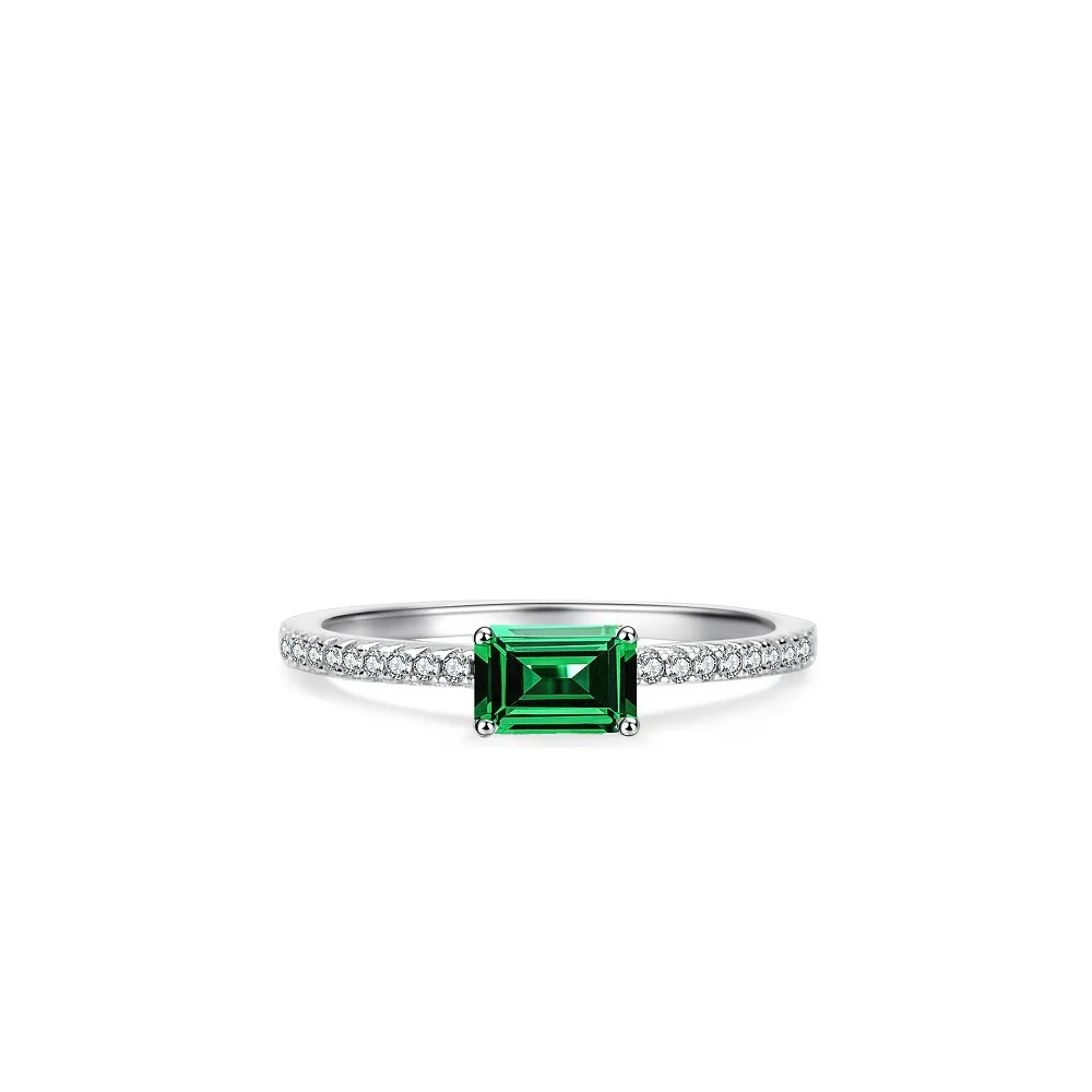 

Minimalist Grandma Green Ring, S925 Sterling Silver Plated in 18K Gold, Fashionable Square Sugar Ring for Women