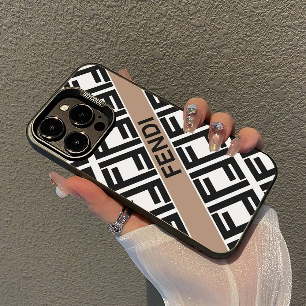 Фото Роскошный чехол для телефона с логотипом F-fendi для iPhone 17, 16, 15, 14, 11, 12, 13 Pro Max Plus Pro, цветной, серебристый №5