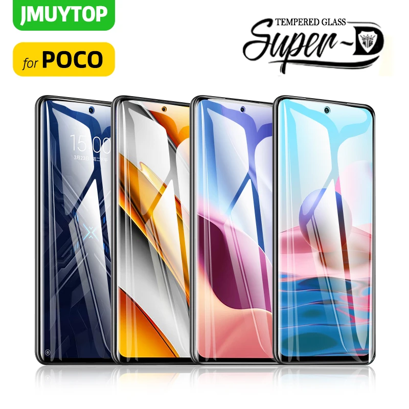 

JMUYTOP Super Arc glass for Xiaomi POCO M4 X4 X3 Pro GT NFC screen protector Oleophobic Coating Glass for POCO F3 M3 C3 X2 M2 5G