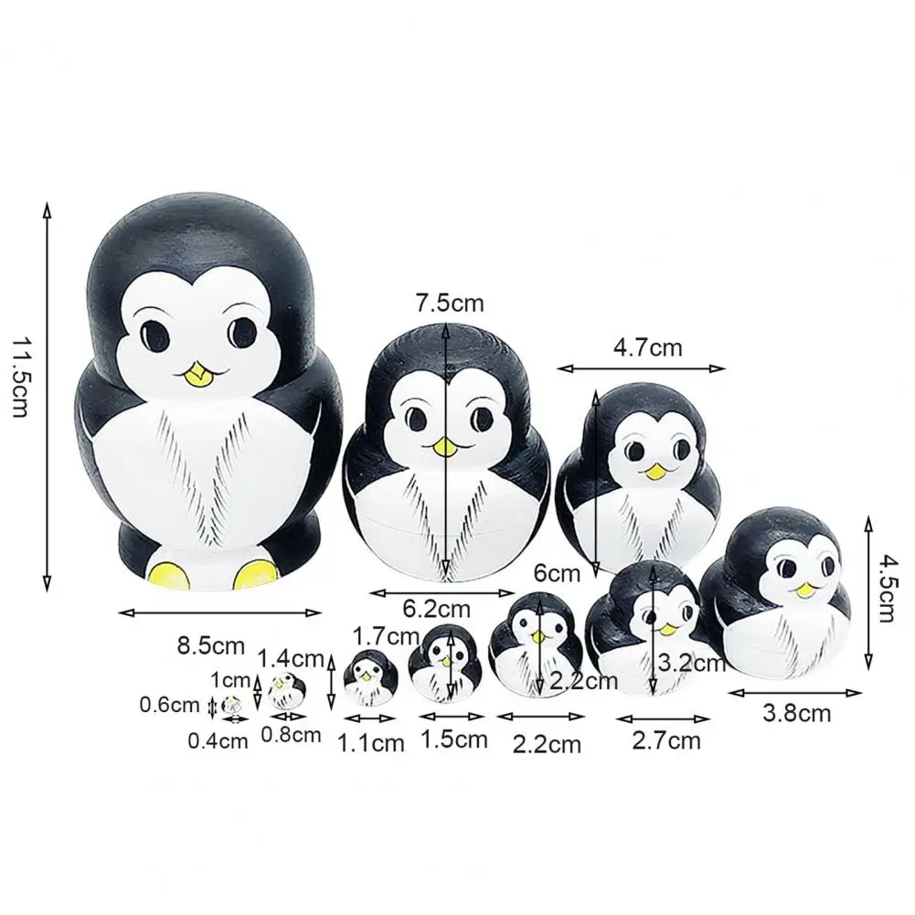 1 комплект русская матрешка-пингвин 10 слоев деревянная матрешка ручной работы