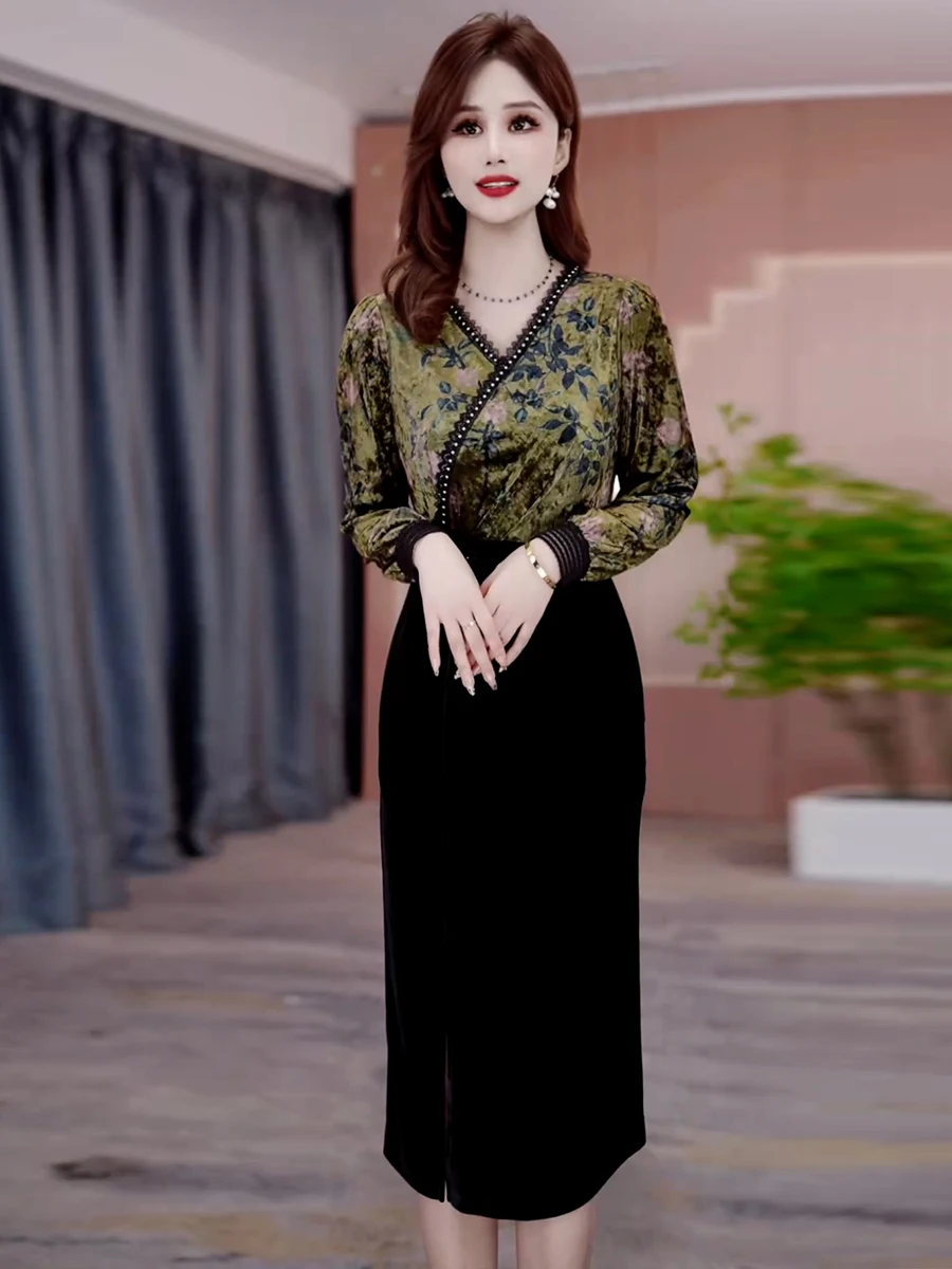 Платье для мамы среднего возраста женская осенняя одежда новинка 2024