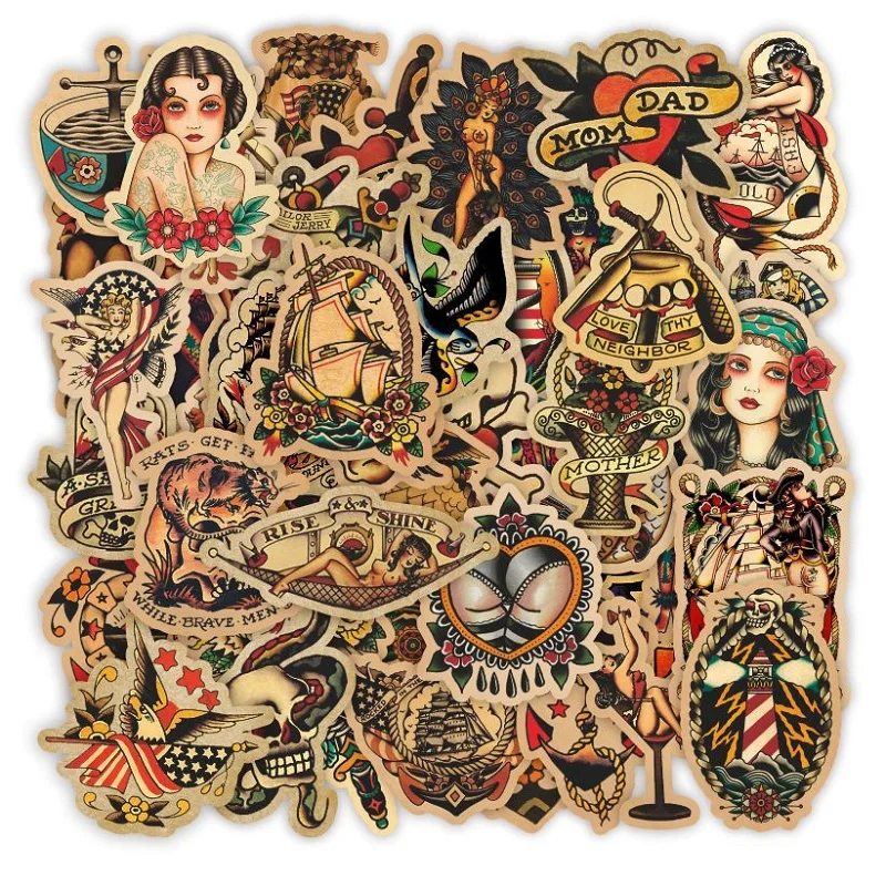 

50/PCS Vintage Nautical Collection Stickers Laptop Helmet Automobile Water Cup Stationery Decorate DIY Sticker