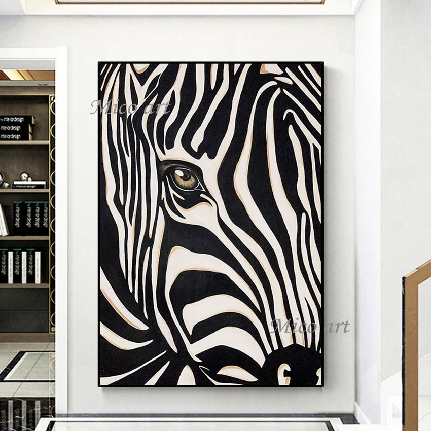 

100% ручная роспись зебры картина маслом на холсте новая картина маслом ручной работы настенное искусство картина украшение для гостиной без...