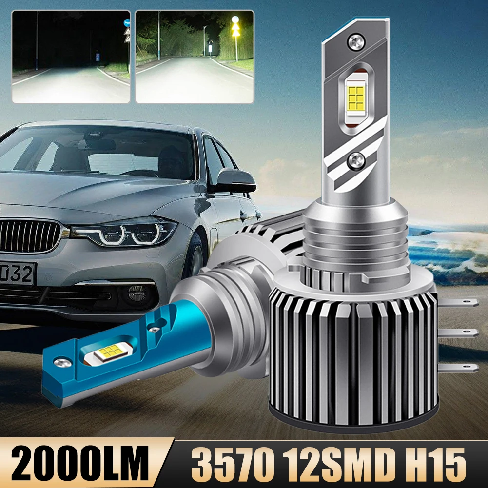 

2PCS Car LED Bulb H15 Headlight Bulb 80W High 20000LM 6000K White Fast Heat Dissipation Waterproof for BMW Mercedes Benz Golf