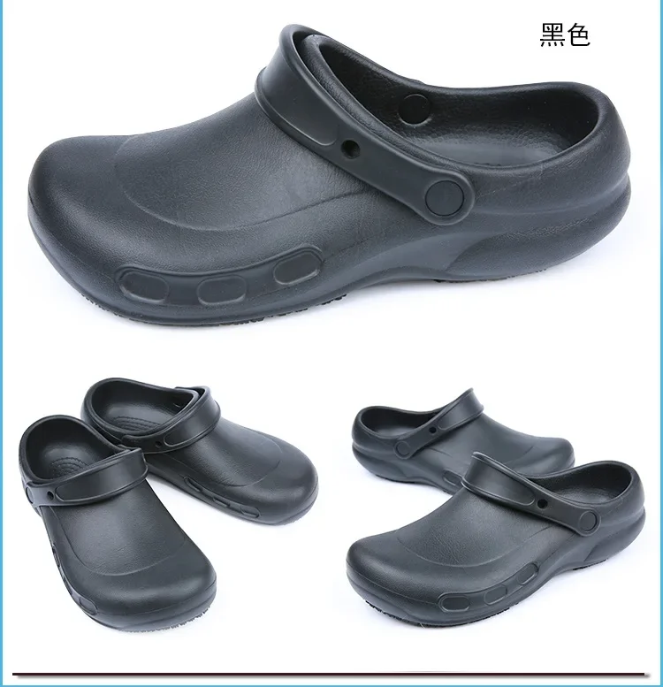 

Men Chef Shoe High Quality EVA sandals Non-slip Waterproof Oil-proof Hotel Kitchen Work Shoes Men Clogs Garden Safety Shoe Black