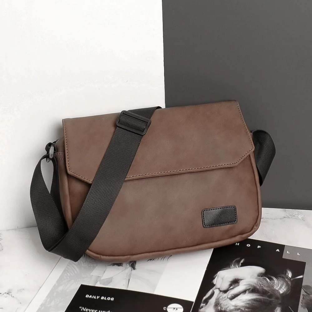 New Small Shoulder Bag Men's PU Messenger Bag Japanese Workwear Simple Retro Shoulder Bag Trend Cross-body Bag Casual Bag