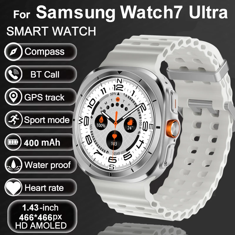 Подходит для Samsung Galaxy Watch 7 Ultra NFC умные часы мужчин 1 43 дюйма AMOLED Bluetooth-вызов