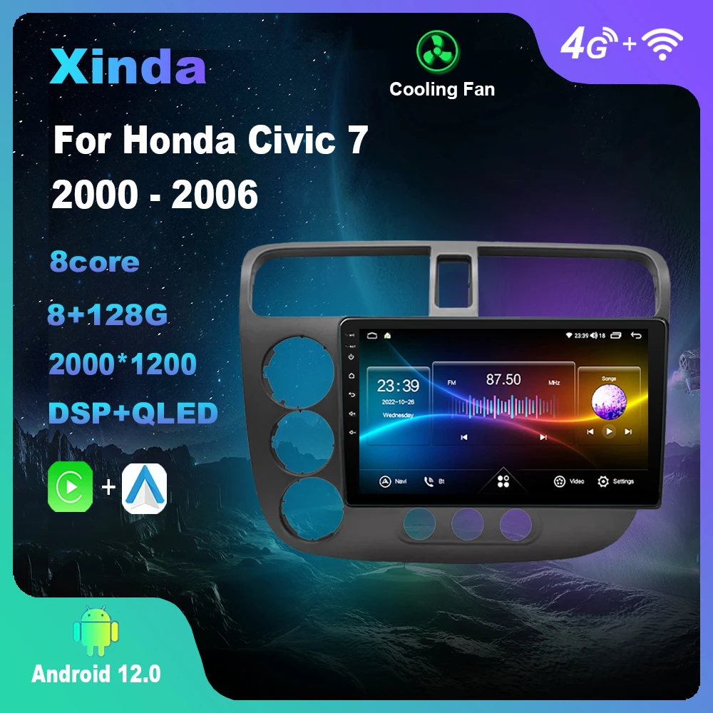 

Android 12.0 For Honda Civic 7 2000 - 2006 Multimedia Player Auto Radio GPS Carplay 4G WiFi DSP Bluetooth
