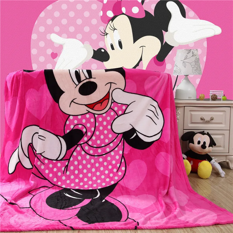 Disney Cartoon Pink Minnie Mickey Mouse Soft Flannel Blanket Throw for Girls Children on Bed Sofa Couch  Kids Gift Dropshipping