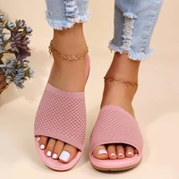 ladies slippers summer 2022 breathable lightweight knitted thick soled non slip plus size 43 beach women sandals for outer wear