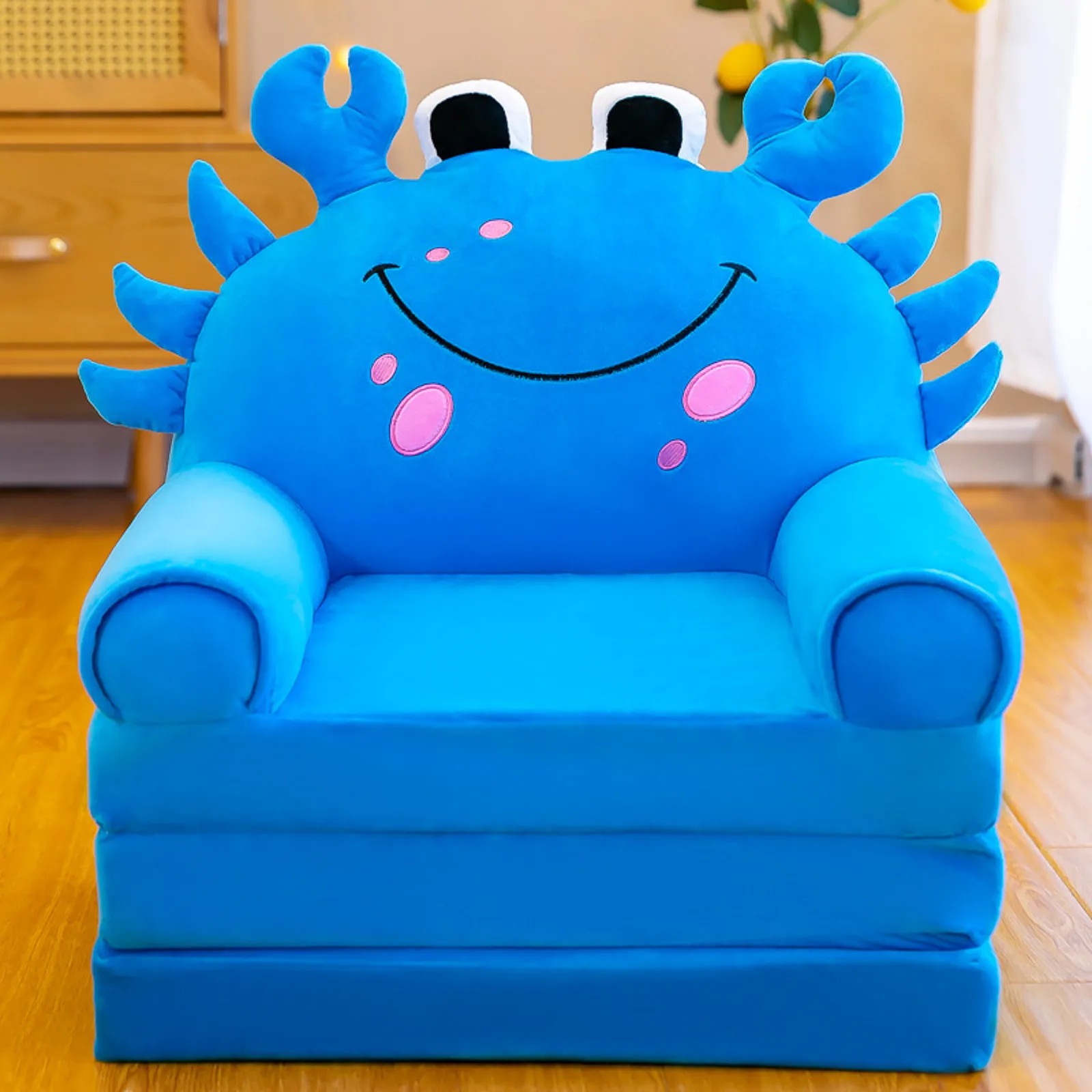 

Seat Support Cushion Plush Foldable Kids Sofa Backrest Armchair 2 In 1 Foldable Children Sofa Cute Cartoon Lazy Sofa Children