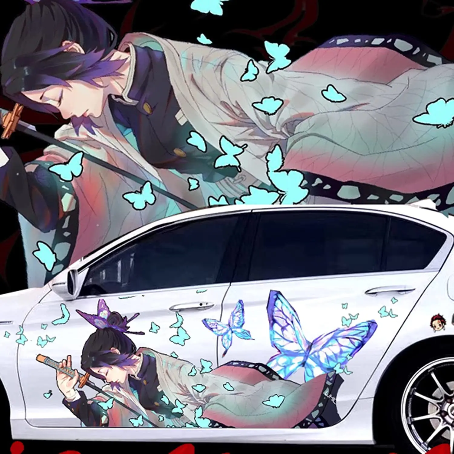 

Car Auto Body Sticker Anime Demon Slayer Kochou Shinobu Self-Adhesive Side Truck Vinyl Graphics Decals Simple(Color