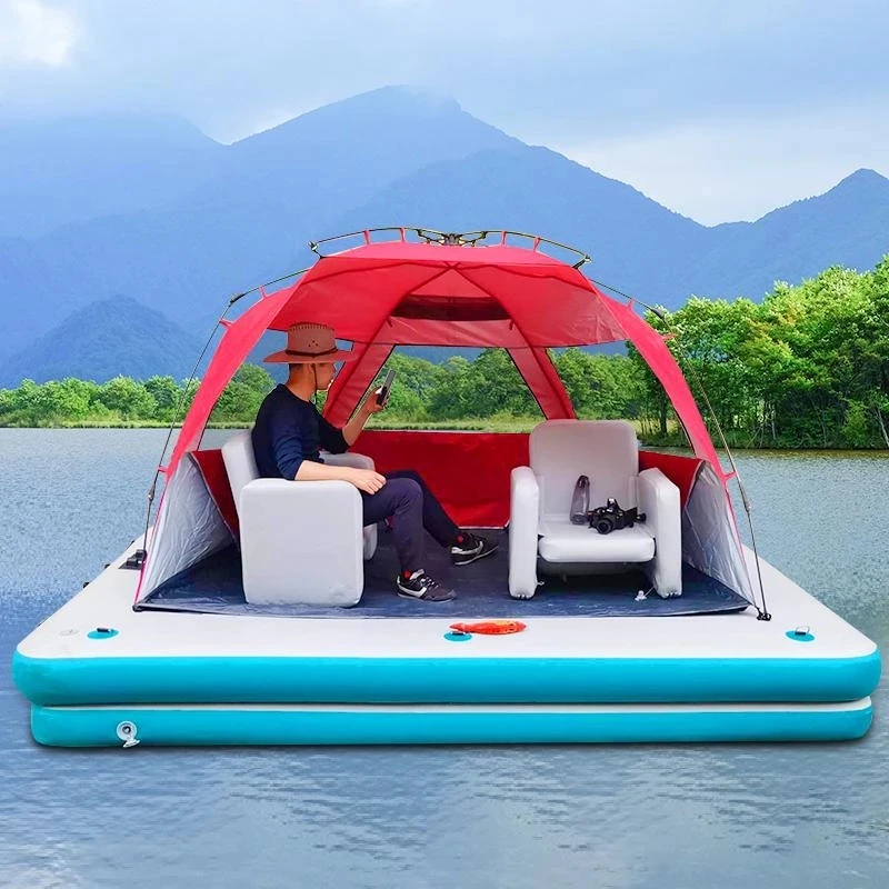 

Inflatable Water Platform Floating Dock Water Mat Magic Carpet Boat For Adults and Kids Outdoor Surfing Fishing Swimming