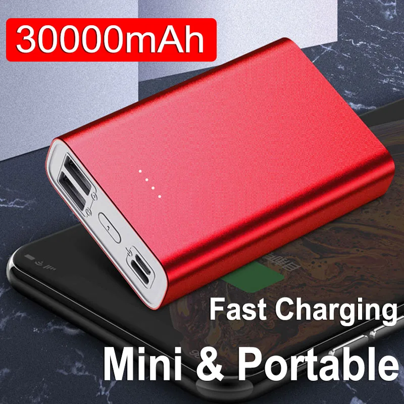 

Mini Fast Charging Power Bank Portable 30000mAh Charger Type-c 2.1A External Battery Pack for iPhone Xiaomi