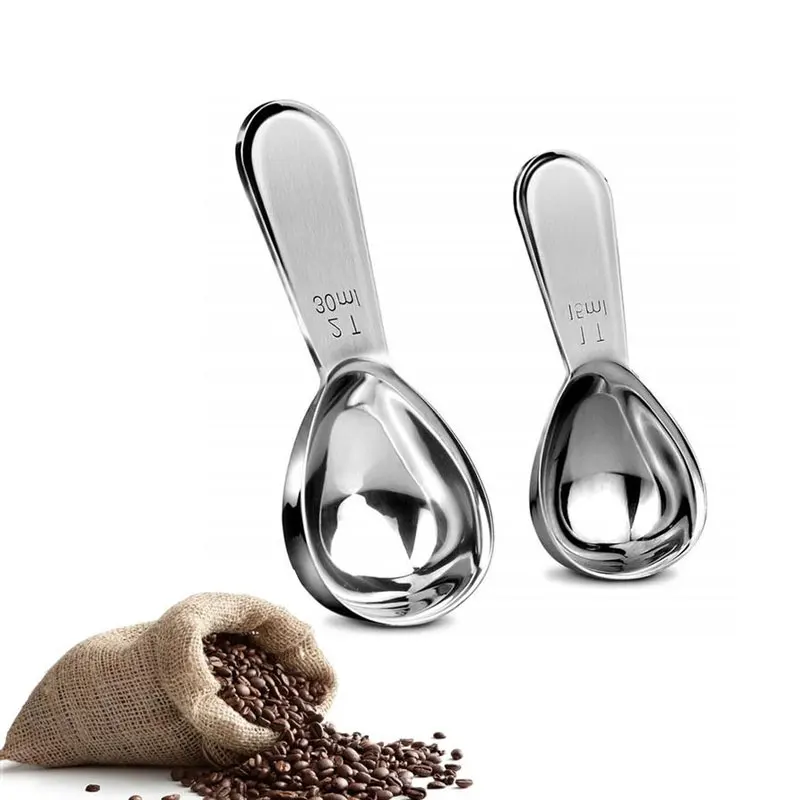 

Hot Sell 15/30ML Measuring Spoon Scoop Stainless Steel Milk Powder Ice Cream Coffee Scoop Measuring Tool With Scale Coffee Tools