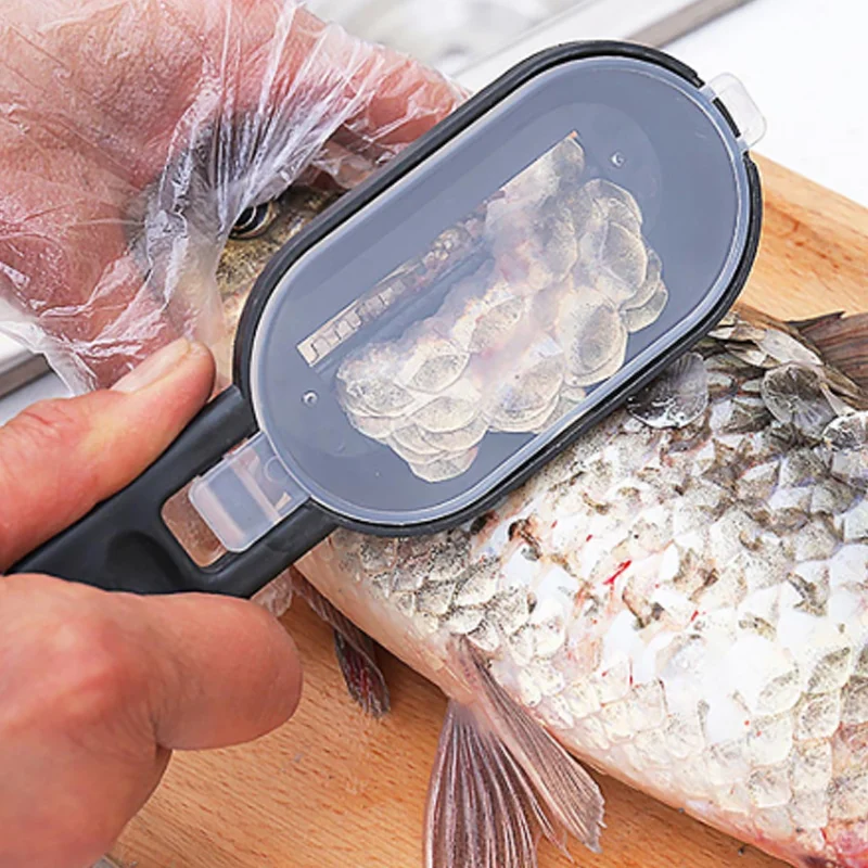 

2 в 1 портативная щетка для рыбьей чешуи со встроенным нож для рыбы щетка для рыбной чешуи быстрое удаление рыбьего ножа очистка чешуйчатый с...