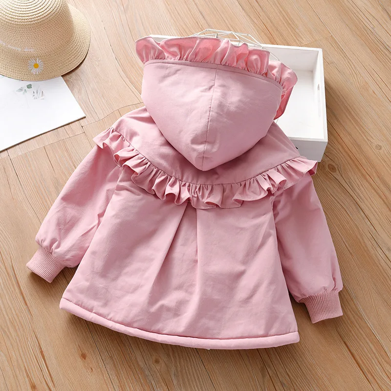 Girls winter clothes plus velvet thick coat 2022 new baby fungus edge hooded quilted jacket children's long-sleeved cotton