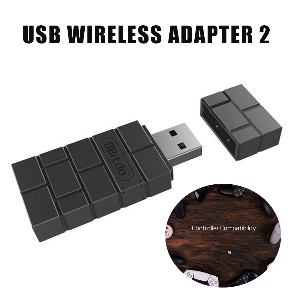 

New 8BitDo USB Wireless Adapter 2 One-button Connection Somatosensory Vibration Replacement for PS4 PS5 Switch Pro Controllers