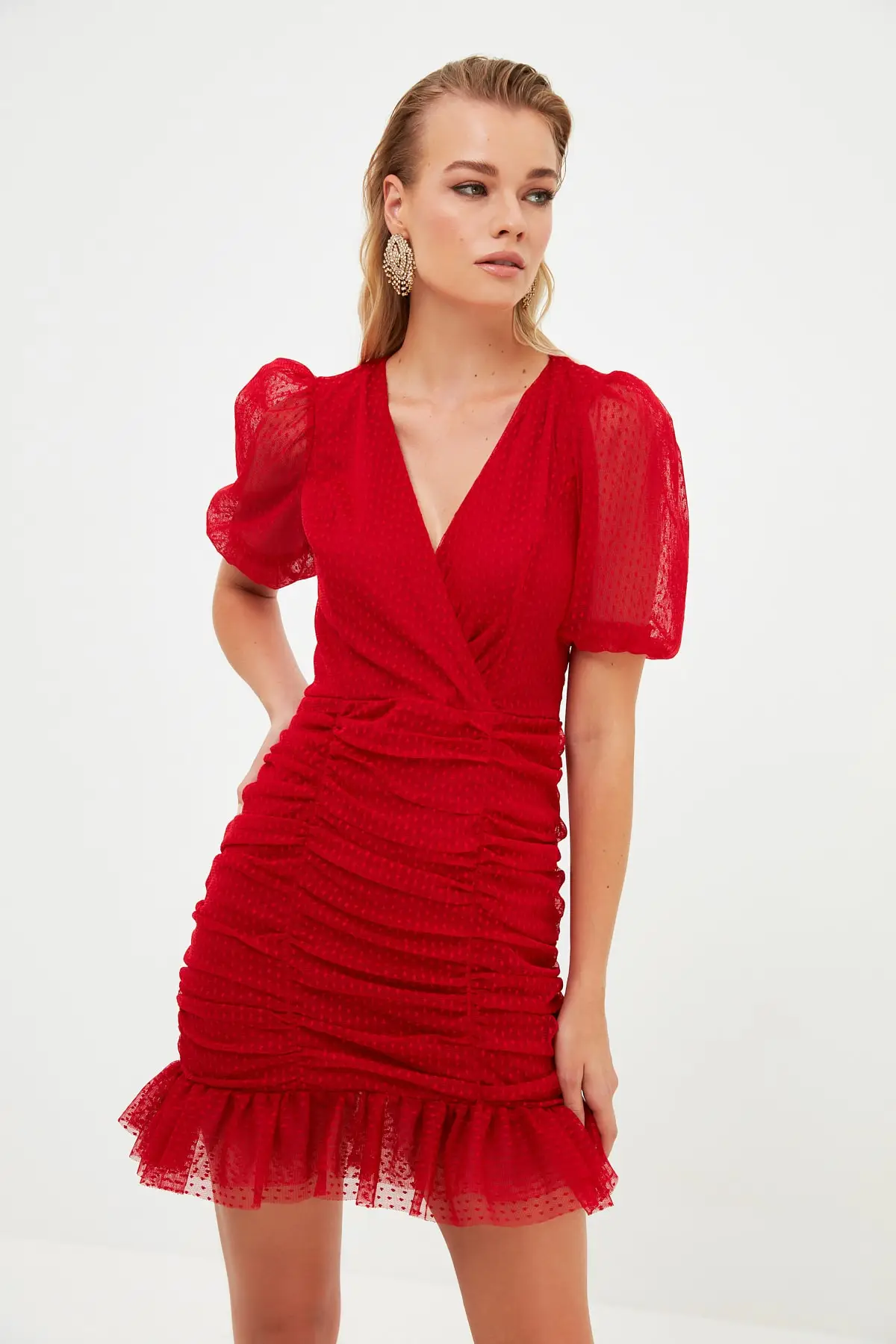 Trendyol Ruffle Detail Polka Dot Tulle Dress TPRSS21EL4170