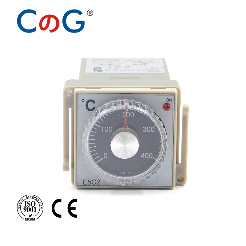 CG E5C2 Relay Output K Input 0-400C Pointer With Socket Guide Rail Type 48*48mm Thermostat AC 110V-220V Temperature Controller