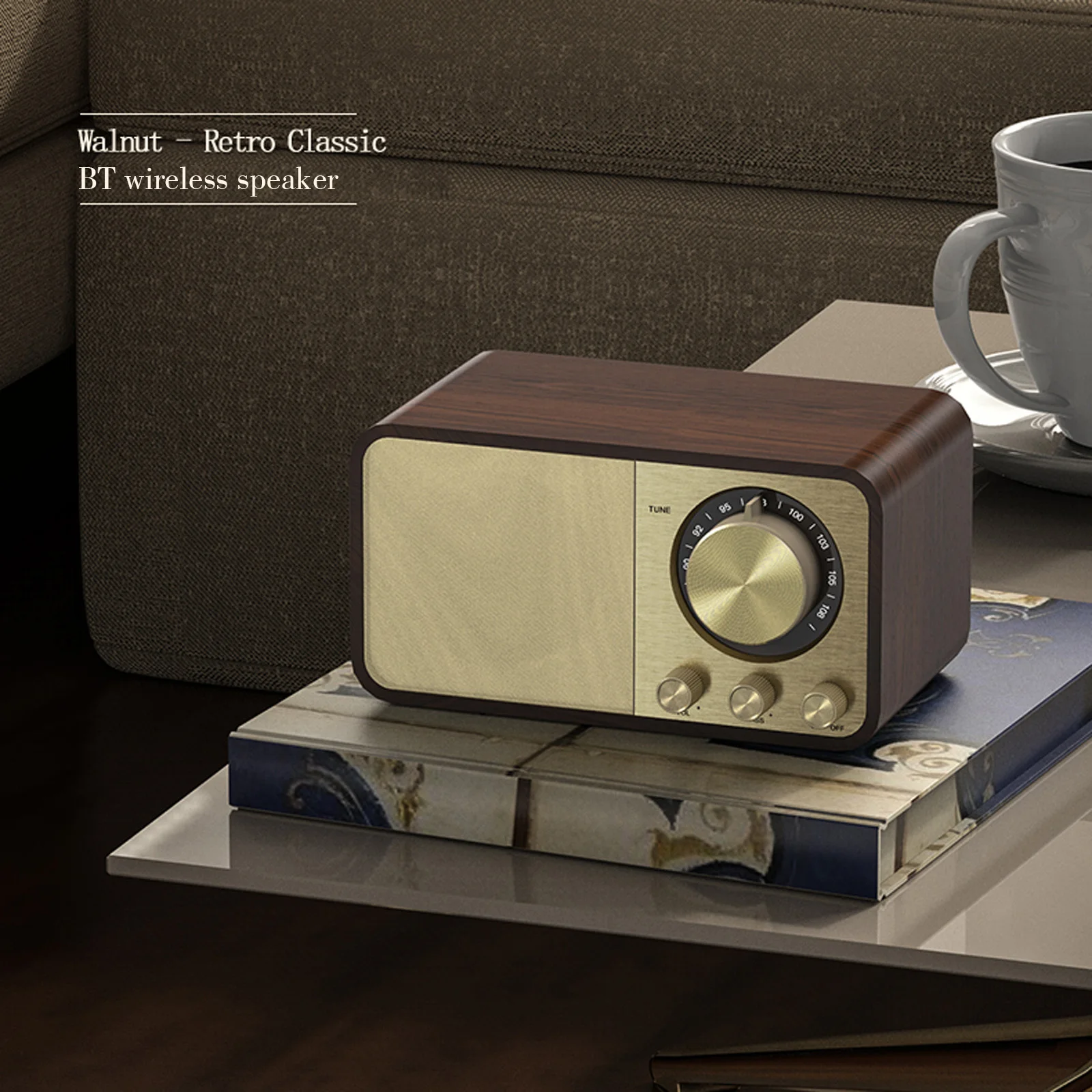 JY-66 Wooden Wireless BT5.0 Speaker Retro Classic Soundbox Super Bass сабвуфер FM Radio Support TF U Disk AUX IN Music |