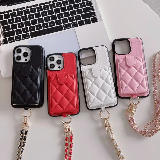 

TTL-T16B Lingge Embroidery Card Bag Suitable for iPhone 14promax Phone Case iPhone 13 Case Advanced Metal Crossbody