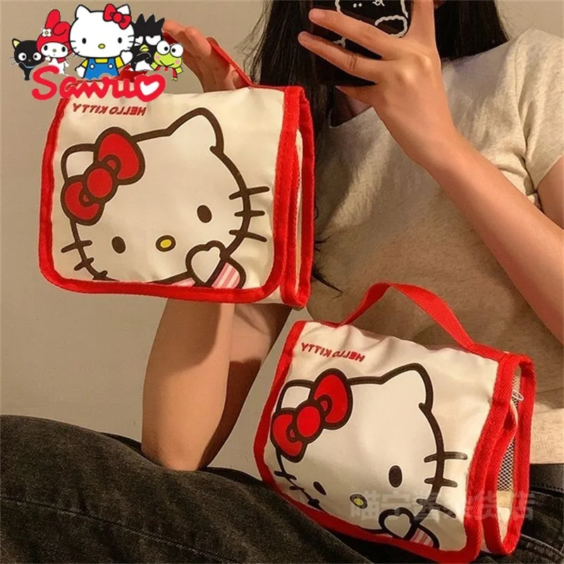 

Sanrio Melody Kuromi Hello Kitty Cinnamoroll Pochacco Cute Foldable Makeup Bag Girls Portable 2023 New Toiletries Storage Bag