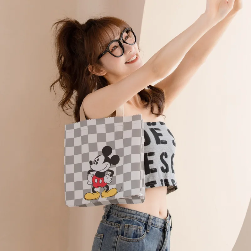 High quality genuine Disney Mickey handbag, casual fashion checkerboard pattern multi-functional Disney shoulder bag