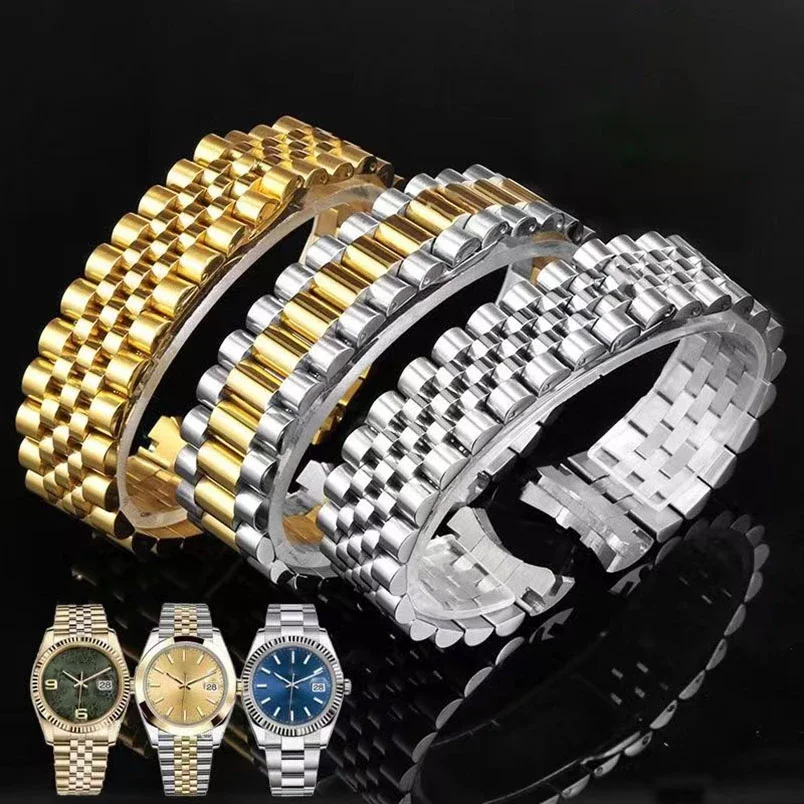 

The Band Is Suitable Fit The Daytona Series Dedicated Stainless Steel Solid Diving Three-bead Strap 20Mm Gold 17Mm Bracelet Wat