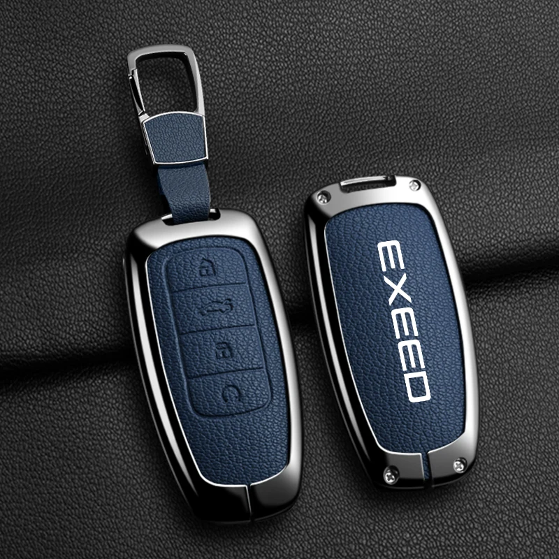 Фото Автомобильный кожаный чехол для ключей из цинкового сплава для Chery EXEED RX Suv, 2023-держатель, чехол с дистанционным управлением, брелок, аксессуары №3