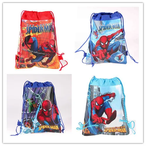 

2020 Spider-Man Thickened Drawstring Pocket 80g Double Sided Non-woven Printed Drawstring Bag Toy Storage Bag
