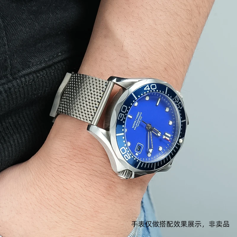 Ремешок из титановой стали в миланском стиле для Omega Seamaster 300 Speedmaster 007, складная застежка, мужской ремешок для часов без времени (art.: 3920cd4b03e5a) - 3920cd4b03e5a