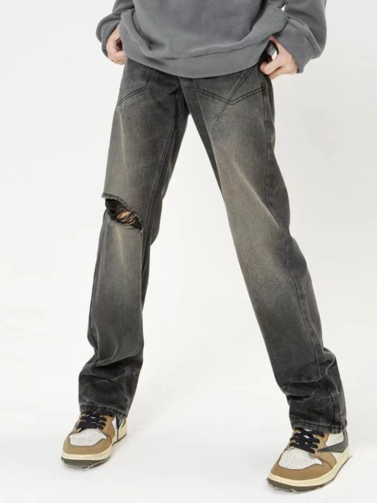 Fashion Street Clothing Men's Jeans Casual Pants Wide -leg Pants Men's Street Clothing Loose Straight Leg Pants Street Jeans Men