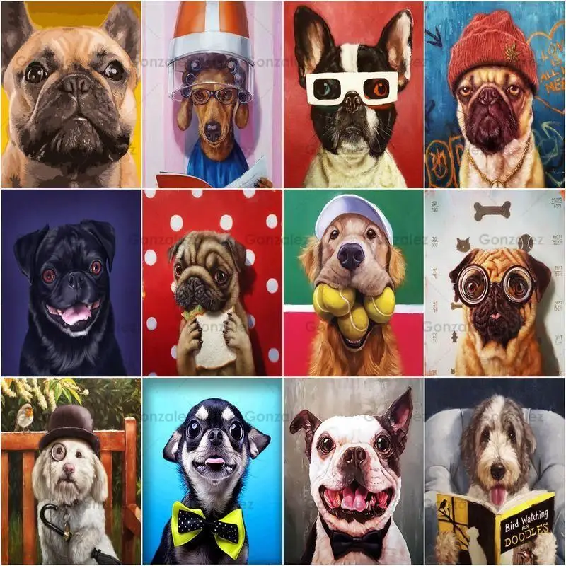 

Diy Diamond Painting Funny Dogs Poster Full Display Drill Embroidery 5D Mosaic Animals Cross Stitch Kits Crafts Gifts Home Decor