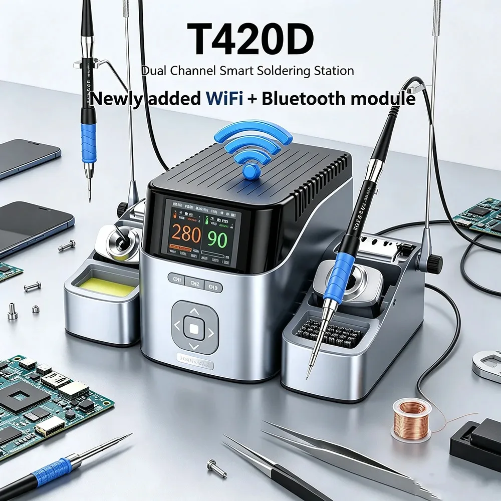 Фото Паяльная станция AIXUN T420D WiFi Dual Intelligent, поддерживает ручки T245, T210, T115, станция для ремонта BGA и печатных плат. №2
